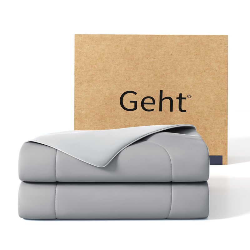 Gehtmnl بطانية تبريد لحاف تبريد للنوم الحار والتعرق الليلي، بطانية ناعمة خفيفة الوزن ومسامية على الوجهين، لحاف سرير طوال الموسم (رمادي فاتح كينج (106 بوصة × 90 بوصة)) - Image 1